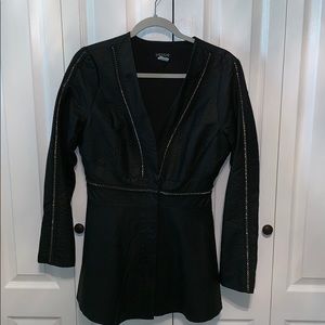 Faux leather cape jacket